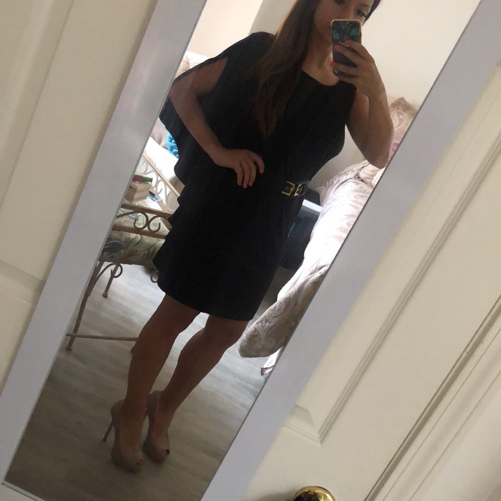 Black one shoulder dress by Bebe